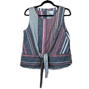 Liz Claiborne Womens Scoop Neck Sleeveless Tank Top Linen & Cotton Blend Medium